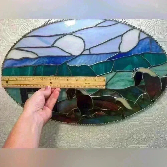 "Beautiful  Horse Play" Stained Glass Window Panel - Picture 7 of 14